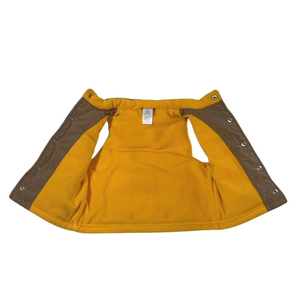 Gymboree Boy 18-24‎ Months Brown Quilted Vest Truck Applique Yellow Fleece Lined